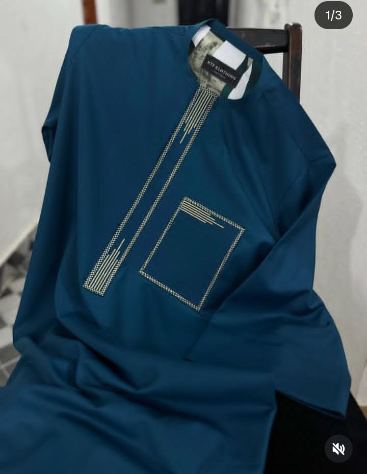 Men's Teal Embroidered Kaftan