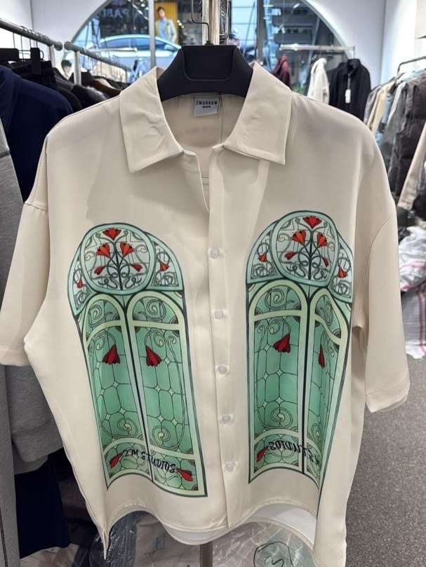 Stained Glass Print Button-Up Shirt