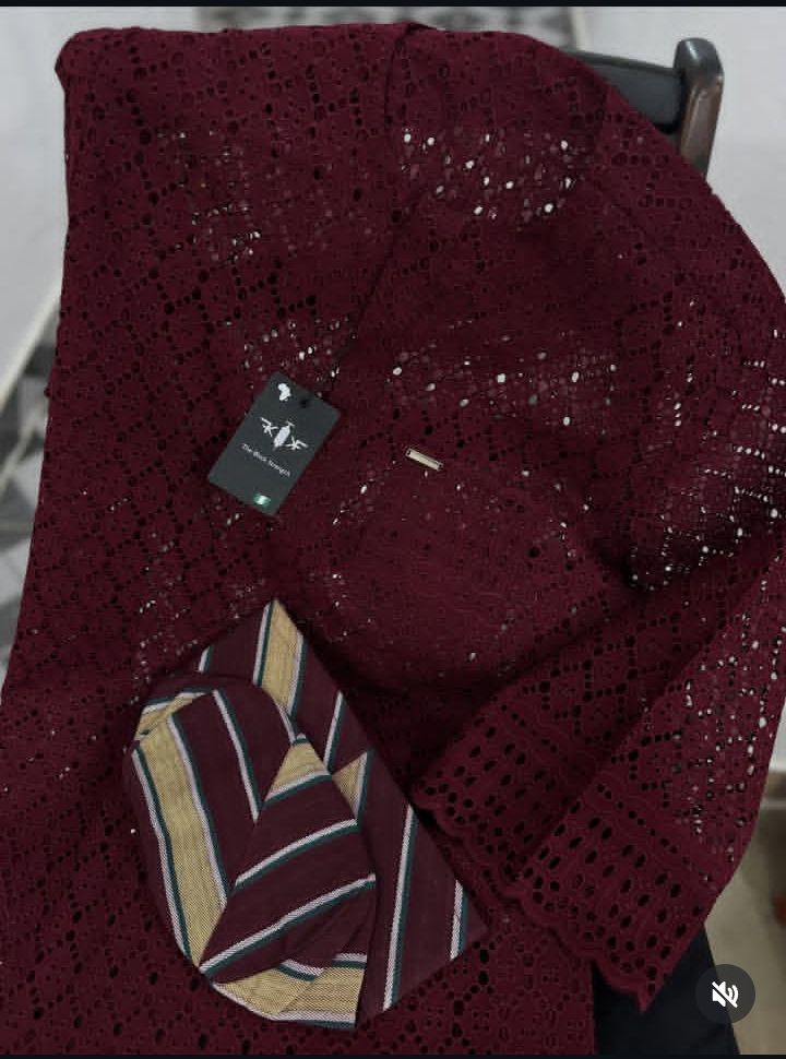 Maroon Aso-Oke Agbada